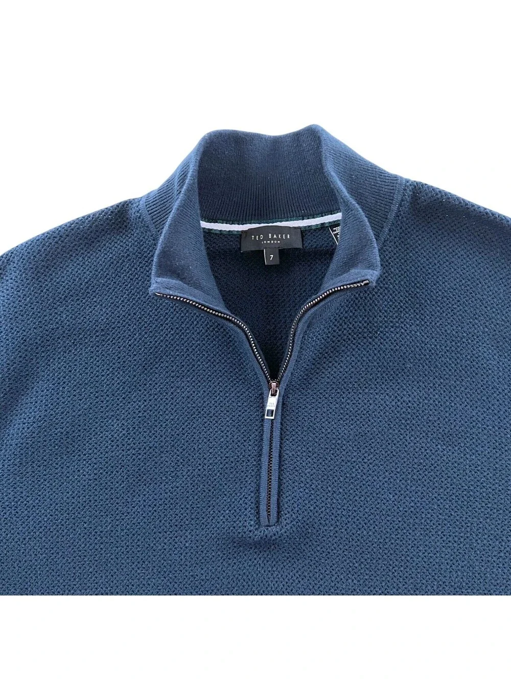 Ted Baker Meaddo Navy Blue 1/4 Zip Sweater Size 7 / 3XL